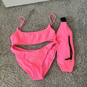 Triangl Hot Pink Ribbed Bikini